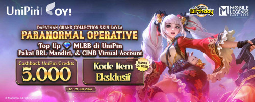 Sambut UniPin 13irthday dengan Cashback 5Ribu UniPin Credits dan Kode Item MLBB